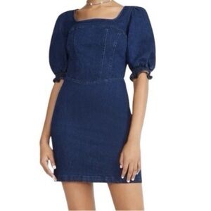 BETSEY JOHNSON Denim Puff Sleeve Mini Dress Size Small